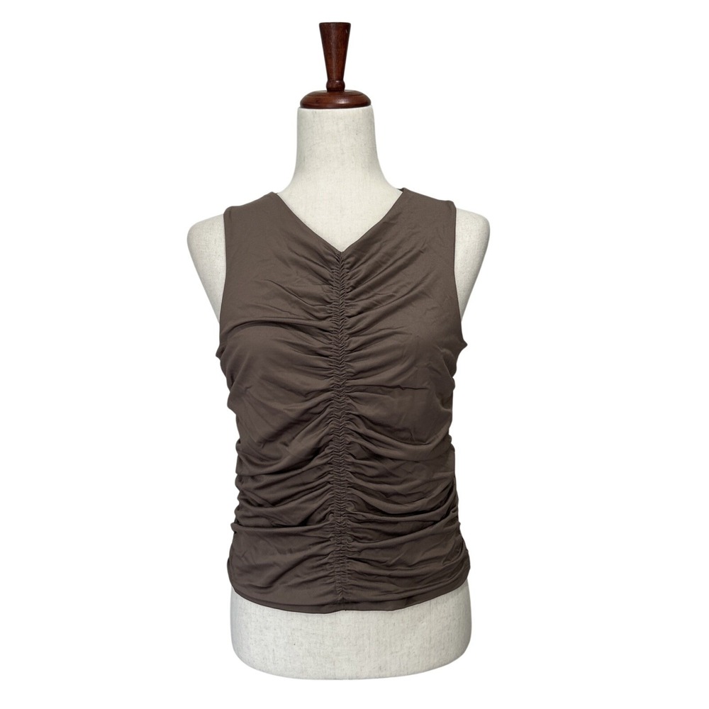 Abercrombie & Fitch Women's Soft A & F Top Large Ruched Tank Top in Taupe Boho